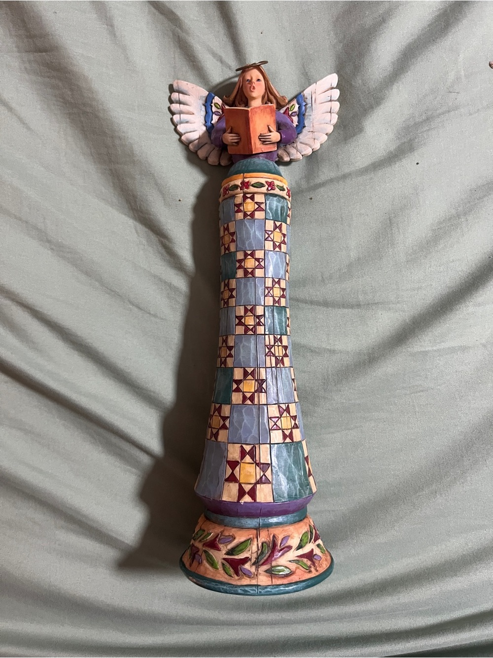 Jim Shore Tall Angel Figurine in Blue, Purple, Cream, Green